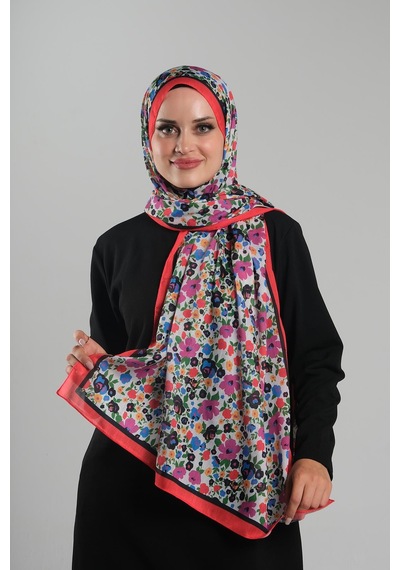 Giverny Şarabi Desenli Şal Kesik Elyaf Dijital Baskılı Pamuksu Çiçek 202113 08 Şarabi