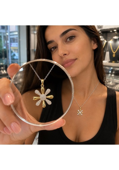 Orbis Tarzın Dünyası Papatya Kolye Çelik Gold - Gümüş