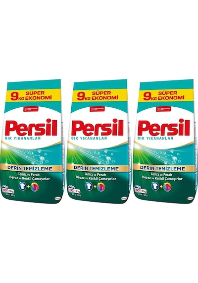 Matik Toz Çamaşır Deterjanı 27kg Sık Yıkananlar Beyaz Ve Renkliler İçin 3pk 9kg 180 Yıkama