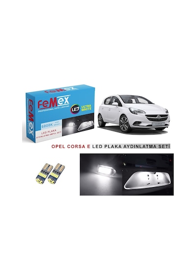 Opel Corsa E Led Plaka Aydınlatma Ampul Seti Femex Parlak Beyaz