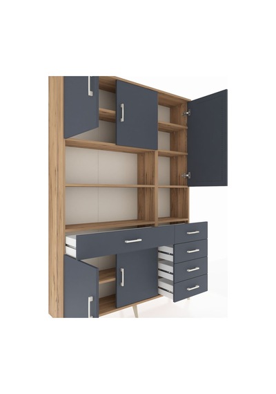 Arges Dolap 9 Raflı 5 Çekmeceli 5 Kapaklı 132x30x195 Çam-antrasit/antrasit Antrasıt/antrasıt Arges Dolap 9 Raflı 5 Çekmeceli 5 Kapaklı 132x30x195 Çam-antrasit/antrasit Antrasıt/antrasıt