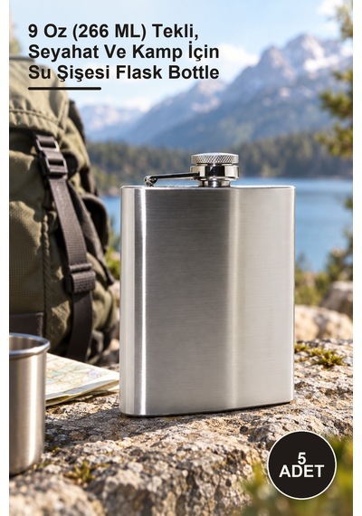 5 Adet Paslanmaz Çelik Matara 9 Oz 266 Ml Tekli, Seyahat Ve Kamp İçin Su Şişesi Flask Bottle
