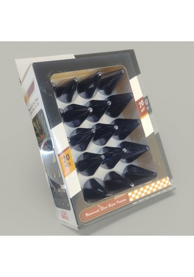 17mm Sivri Parlak Füme Bijon Kapağı 20li Set