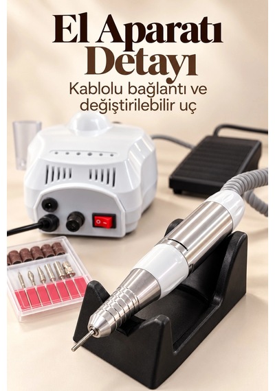Tırnak Törpü Cihazı Metal Uçlar Ve Zımpara Bantlarıyla