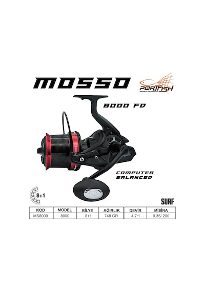 Portfish Mosso 8000 Fd Surf Olta Makinası 8+1 Bb.