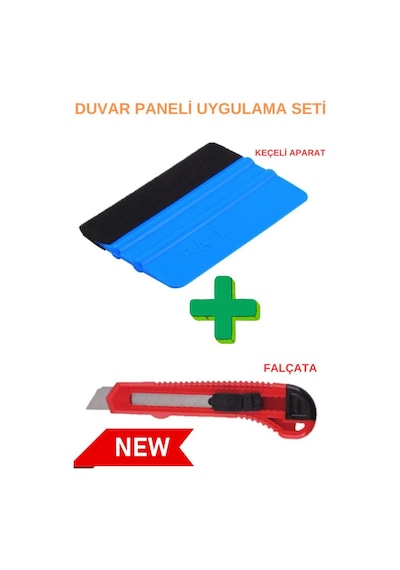 Duvar Paneli Uygulama Seti 1 Adet Keçeli Aparat 1 Adet Falçata Pratik Duvar Paneli Kağıdı Folyo Seti