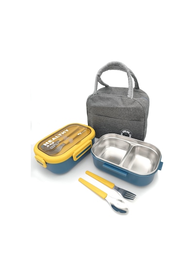 Valkyrie Isı Yalıtımlı Termal Çantalı Çelik Lunch Box Bpa Sız, Sızdırmaz, Çok Bölmeli Yemek Kabı Sarı Yeşil Yeşil