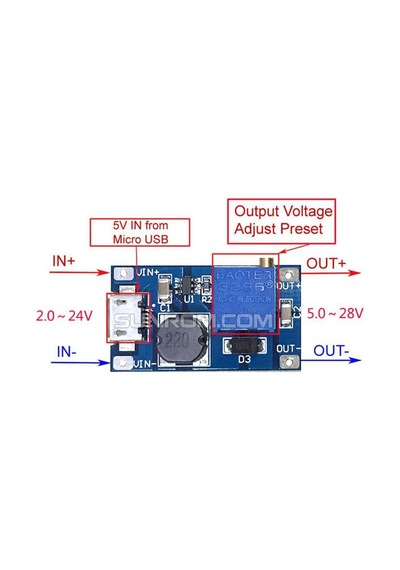 Mt3608 2a Dc-dc Güç Modülü Micro Usb Çıkışlı