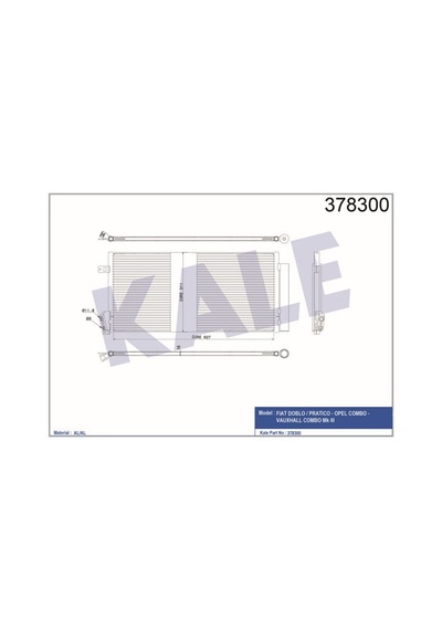 KALE OTO Radyatör 378300 Klima Radyatörü Doblo 09- 1.4 1.3 Mjtd 1.6 Jtd / Combo 12- 1.4 1.3 Cdtı 1.6 Cdtı 669X293X16