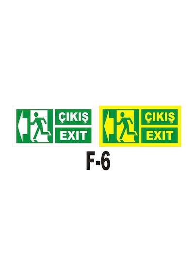 Fosforlu & Düz Levha Çıkış Exıt Yönlendirme Sol Ok Koşan Adam