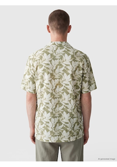 Lc Waikiki Lc Waıkıkı Bej Regular Fit Resort Yaka Desenli Erkek Gömlek
