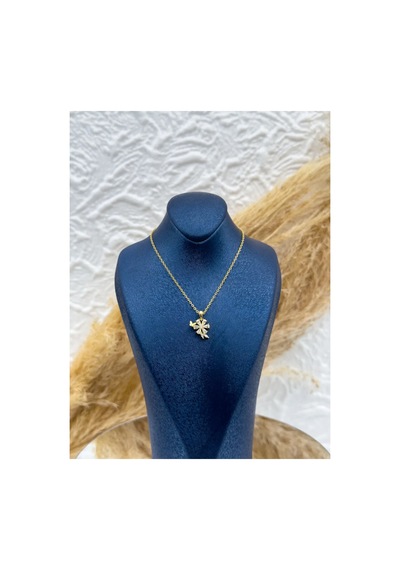 925 Ayar Gümüş Gold Kaplama Kelebek Lotus Kadın Kolye Gümüş Gümüş