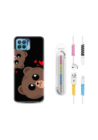 Oppo Reno 4 Lite Kılıf Kablo Koruyuculu Love Animals 1780