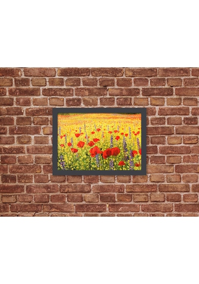 Ahşap Kendinden Çerçeveli Tablo -yag Lı Boya Gelincik C İc Eg İ Bahc Esi, Standart - 20x28cm