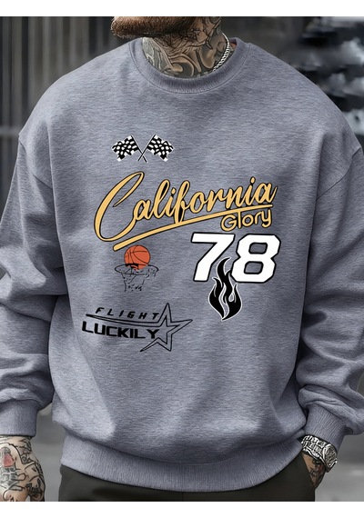 Startmore Startmorecalifornia Glory Basketbol Numarası 78 Desen Kazak Erkekler Sokak Rahat Spor Gömlek Sonbahar Gri