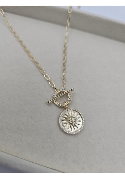 14k Mikron Altın Kaplama Miracle Güneş Önden Kilit Kolye Altın