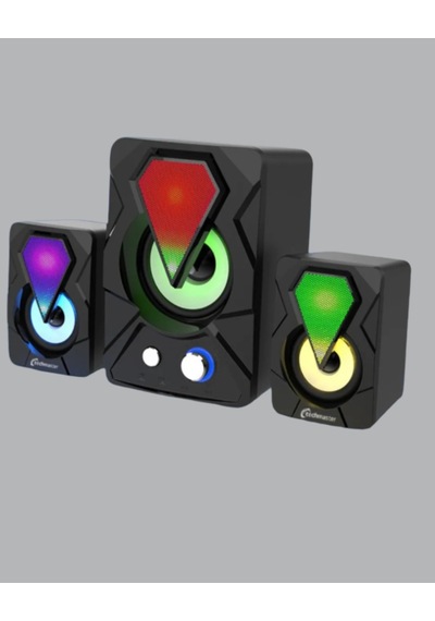 Hubrendy Tekno Rgb Led Işıklı 2.1 Usb Oyun Hoparlörü Derin Bas Ve Net Ses