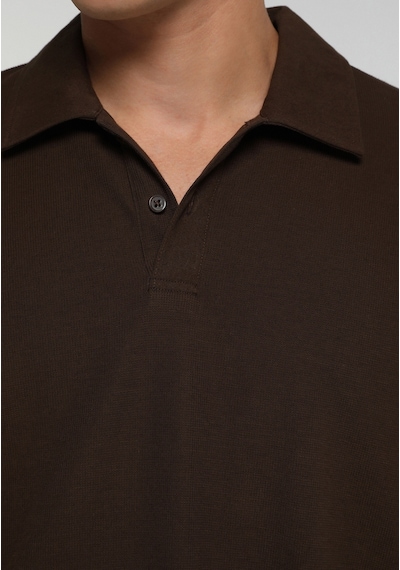 Colin's Colins Relaxed Fit Polo Yaka Düz Erkek Kahverengi Uzun Kol Tişört Cl1080572 Q1.v2 Brw