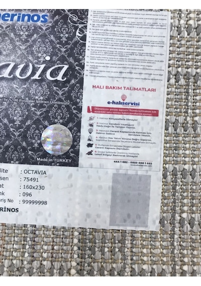 Merinos Halı Octavia 75491 096 Serisi Salon Oturma Yatak Odası Halısı Gri - Krem