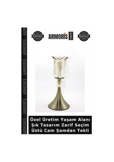 Özel Üretim Yaşam Alanı Şık Tasarım Zarif Seçim Üstü Cam Şamdan Tekli Çok Renkli