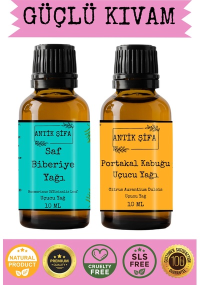 Biberiye Yağı Ve Portakal Kabuğu Uçucu Yağı 10ml + 10 Ml - %100 Saf Seyreltilmemiş 20 ML