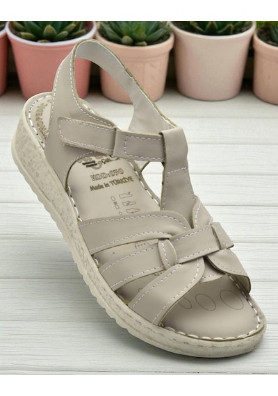 8150 Tam Ortopedik Hakiki Deri Kadın Sandalet Deri Sandalet İvazn Bej 8150 Tam Ortopedik Hakiki Deri Kadın Sandalet Deri Sandalet İvazn Bej
