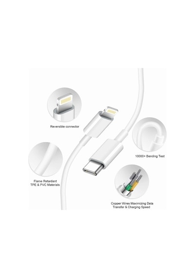 AppleiPhone Uyumlu 11 11 Pro Max Lightning Hızlı Şarj Kablosu 1 Metre