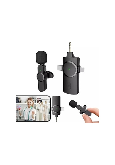 Daytona K9 Wireless 3ın1 Kablosuz Type-C-Lightning-Jaklı Mikrofon