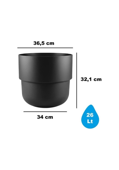 So-kup5 Kuple Plastik İç Kovalı Saksı Takımı No:5 26 Lt Siyah 3 Adet