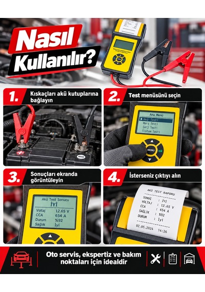 Dorf Tools 100-2000 Cca Yazıcılı Akü Test Cihazı Ve Analiz Cihazı