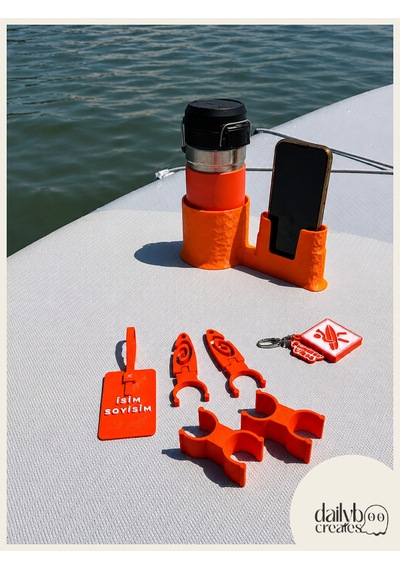 Sup Board Telefon Termos Tutucu Paddle Board Kano Aksesuar Seti Kürek Sabitleme + Organizer + Telefon & İçecek Tutucu + Charm Anahtarlık + Kişiye Özel İsimlik Turuncu
