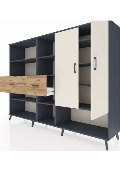 Hyperion Dolap 10 Raflı 2 Çekmeceli 2 Kapaklı 220x44x163 Antrasit Antrasit-aytaşı/çam Hyperion Dolap 10 Raflı 2 Çekmeceli 2 Kapaklı 220x44x163 Antrasit Antrasit-aytaşı/çam