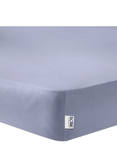 Örme Penye Lastikli Çarşaf, Battal Çift Kişilik, Açık Gri, Pamuk-elastan 230g/m2 Çok Renkli