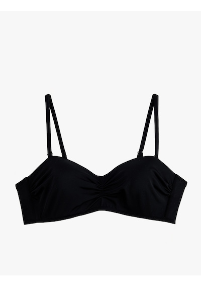 Koton Drape Detaylı Çıkarılabilir Askılı Straplez Bikini Üstü Siyah 6sak10009mm