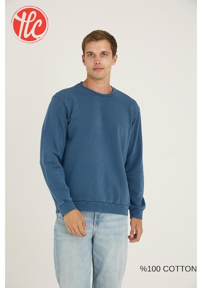 Kly Unisex Relax Fit Rahat Kesim %100 Pamuklu Yumuşak Dokulu Şardonsuz Bisiklet Yaka Sweatshirt İndigo Kly Unisex Relax Fit Rahat Kesim %100 Pamuklu Yumuşak Dokulu Şardonsuz Bisiklet Yaka Sweatshirt İndigo