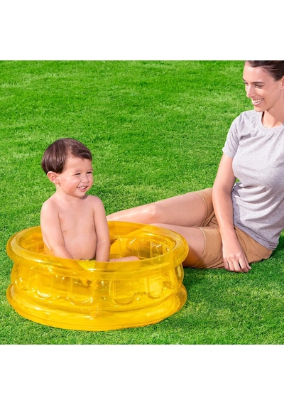 Şişme Bebek Havuzu Şeffaf Sarı 64 CM x 25 CM 51112 Çok Renkli