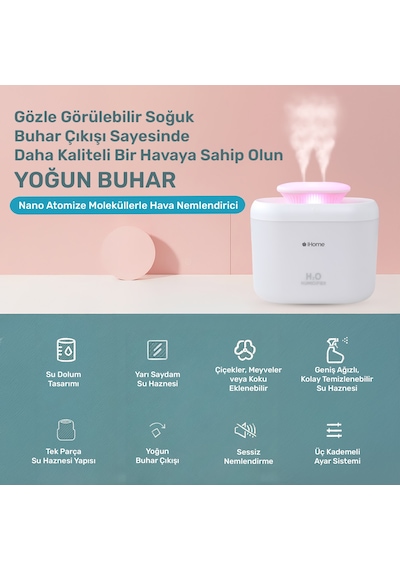 Npo İhome14 Rgb Renkli 3300ml Aromaterapi Difüzör Ultrasonik Hava Nemlendirici Buhar Makinesi&nbsp
