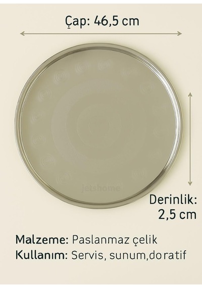 Paslanmaz Tepsi Geleneksel Küçük Yer Sofrası 46,5 Cm Çelik Sini Yemek Sofrası No:50