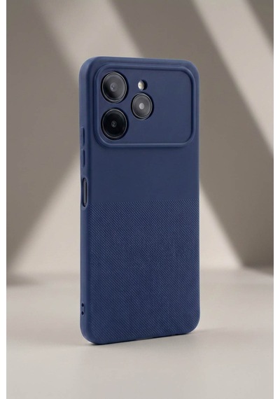 Tecno Spark 40 Uyumlu Kamera Korumalı Silikon Telefon Kılıfı Darbe Emici İçi Kadife Tırtıklı Kaymaz Yüzeyli Yumuşak Kılıf-54283 Lacivert
