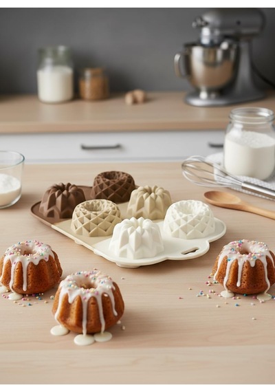 6 Bölmeli Silikon Muffin Ve Mini Kek Kalıbı - 3 Farklı Estetik Geometrik Desen, Yapışmaz Ve Esnek Pişirme Seti, M Diğer