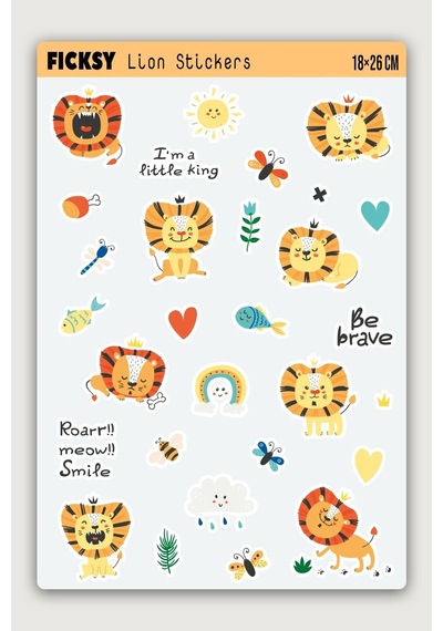 Sevimli Aslan Sticker Seti - 27 Adet Etiket Çıkartma Diğer