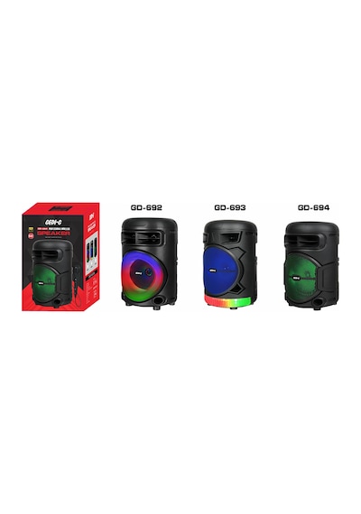 Gd-692 Fm Radyolu Mikrofonlu Rgb Tws 6.5 İnç Stereo Bass Kablosuz Karaoke Hoparlör