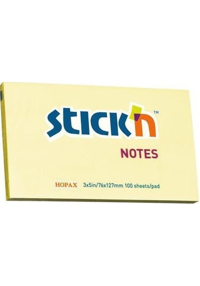 Hopax Stickn 76X127 100 Yaprak Yapışkanlı Not Kağıdı Sarı