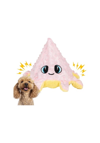 Proud Wave Ahtapot Köpek Oyuncağı Peluş Zilli Vikvikli Çift Taraflı Çekiştirme Oyuncağı Pembe-sarı