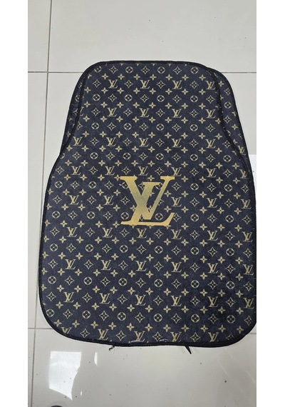 Lv Sarı Siyah Desen Kaymaz Taban Dekoratif Oto Halı Paspas Üniversal Yıkanabilir Her Araca Uyumlu