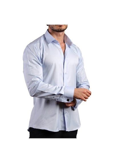 Dicotto Mavi 8 Drop Ekstra Uzun Kol Dar Kesim Micro Kumaş Kol Düğmeli Slim Fit Erkek Gömlek - 197-4 001