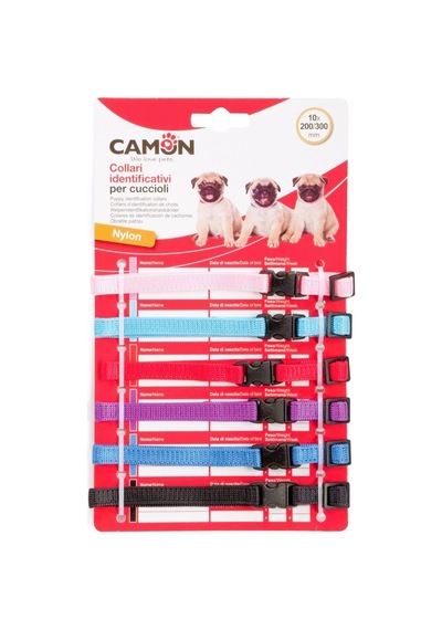 Camon 6 Lı Yavru Köpek Kimlik Tasması Seti 20-30 Cm Renkli Çok Renkli