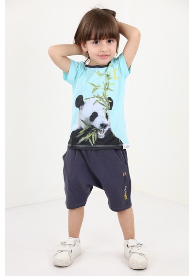 Toontoy Kids Toontoy Erkek Çocuk 2'li Takım Baskılı Bisiklet Yaka Tişört & Beli Lastikli Cepli Şort Su Yeşili Toontoy Kids Toontoy Erkek Çocuk 2'li Takım Baskılı Bisiklet Yaka Tişört & Beli Lastikli Cepli Şort Su Yeşili