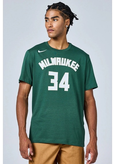 Nike Wilwaukee Bucks Nba Mens Tee Grafik Baskılı Pamuklu Erkek Tişört Yeşil