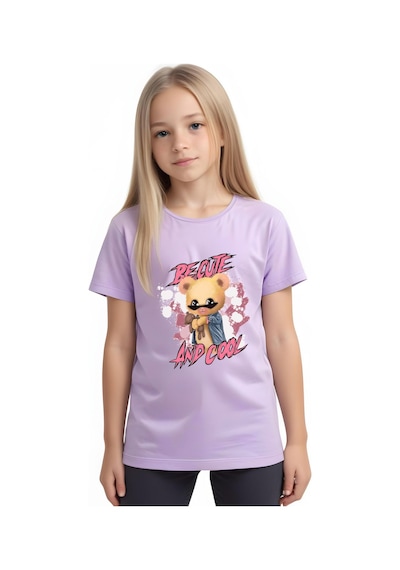 Panios Kids And Cool Baskılı Kız Çocuk Kısa Kollu T-shirt Lila